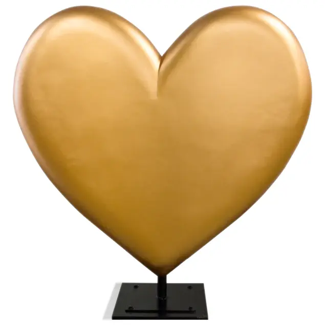 Fiberglass UV Heart Throb Sculpture, Gold By Gold Leaf Design Group