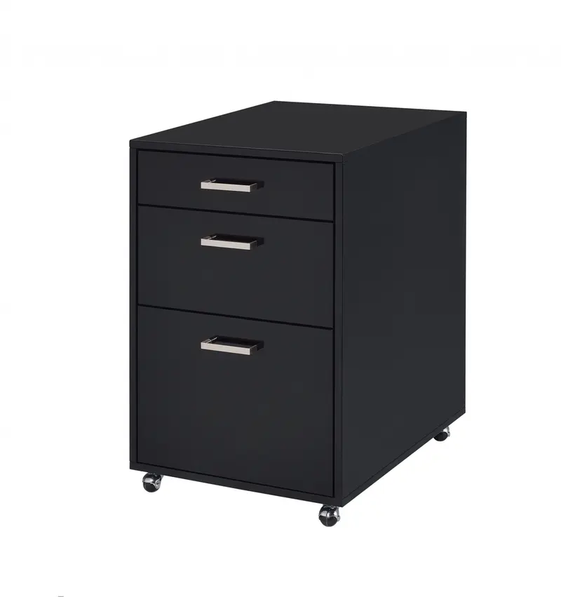 File Cabinet In Black High Gloss And Chrome - Metal Tube, Mdf, Poly Ven Black High Gloss And Chrome By Homeroots