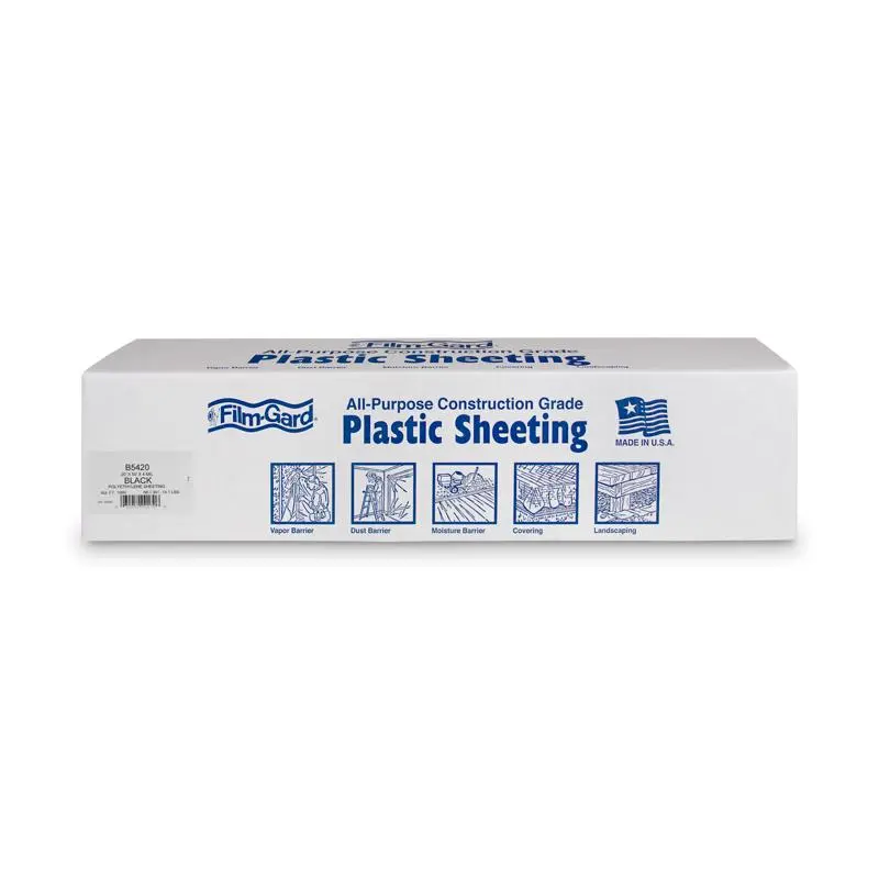 Film-Gard Plastic Sheeting 4 mil X 20 ft. W X 50 ft. L Polyethylene Black 1 pk - Open Box