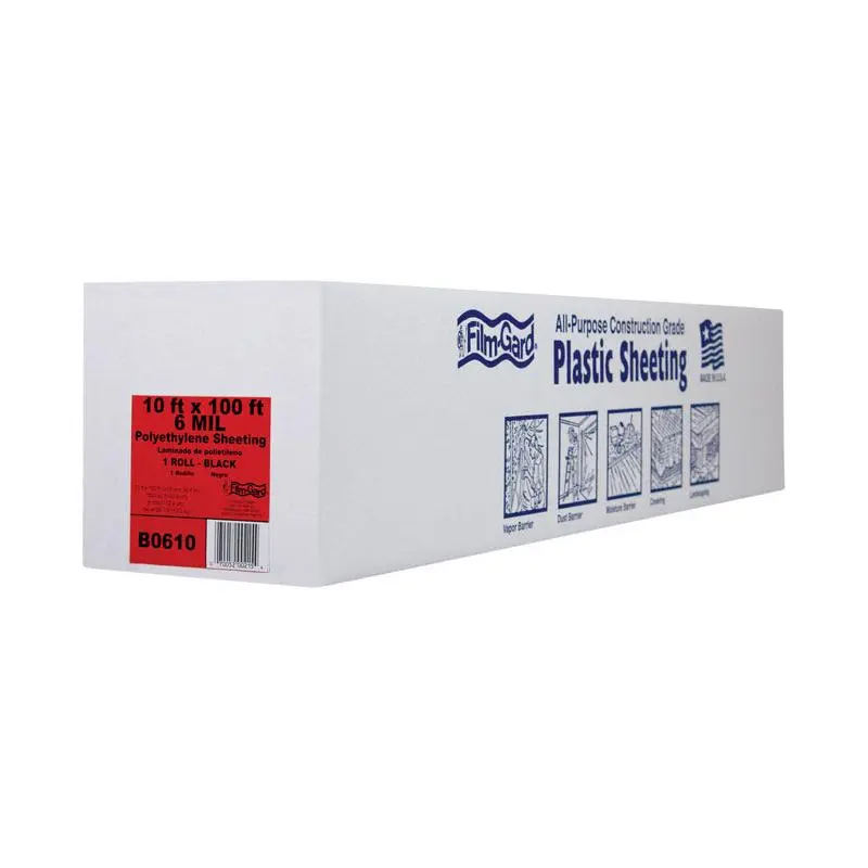 Film-Gard Plastic Sheeting 6 mil X 10 ft. W X 100 ft. L Polyethylene Black 1 pk - Open Box