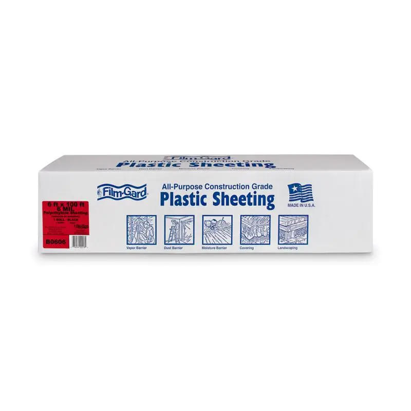 Film-Gard Plastic Sheeting 6 mil X 6 ft. W X 100 ft. L Polyethylene Black 1 pk - Open Box