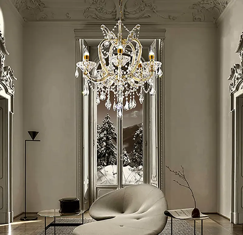 Five Light Glam Gold and Faux Crystal Chandelier By Homeroots