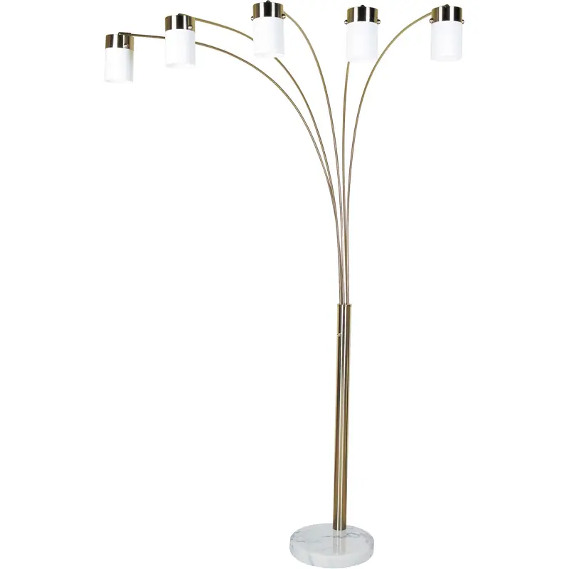 Five Light Gold Metal Floor Lamp By Homeroots
