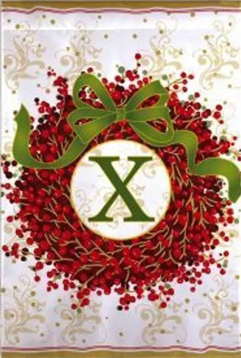 Flag, Gar, Holiday Monogram Wreath X