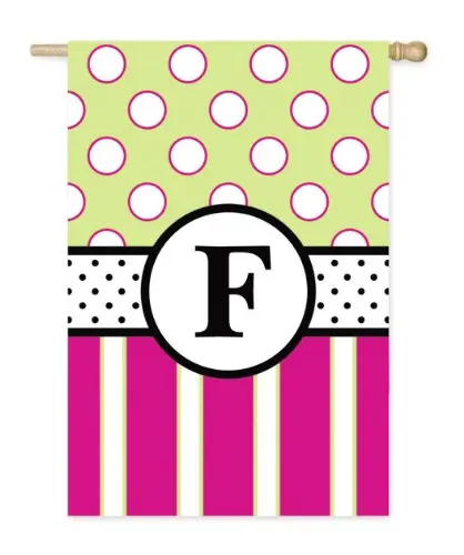 Flag, Gar, New Baskerville Peppy Monogram "F" (Black Topstitch)