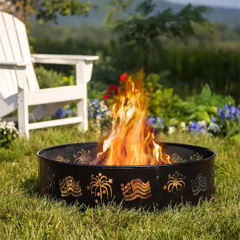 Flags and Fireworks Fire Ring