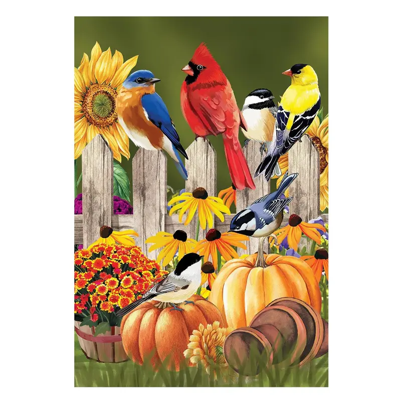 Flock Of Pumpkins Suede Garden Flag_x000D_