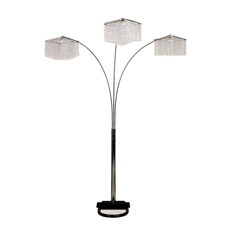 Floor Lamp with Three Hanging Crystal Shades By Homeroots