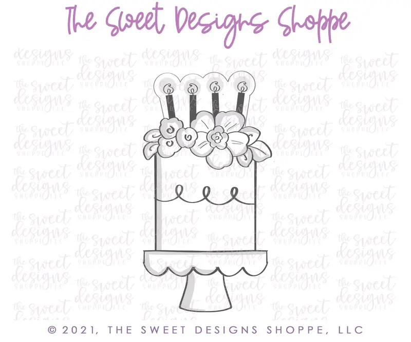 Floral Cake with Candles - Cookie Cutter