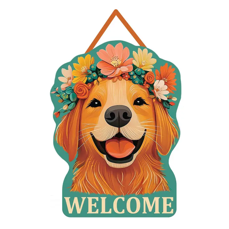 Floral Dog Shaped Door Decor