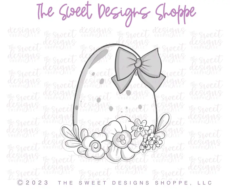 Floral Egg with Bow- Cookie Cutter