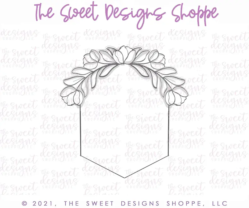 Floral Hexagon - Plaque - Cookie Cutter