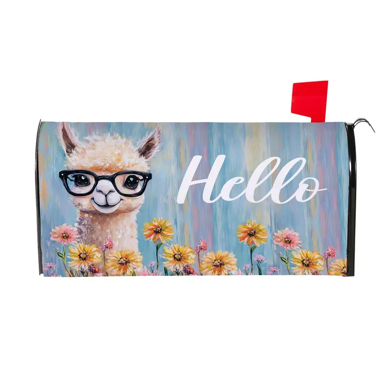 Floral Llama Mailbox Cover