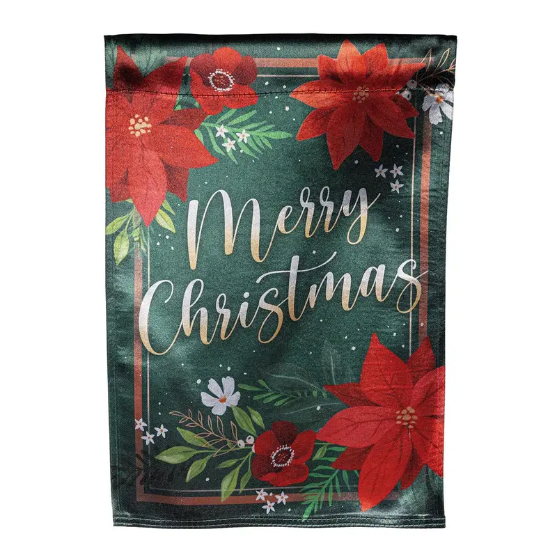 Floral Merry Christmas Lustre Garden Flag_x000D_