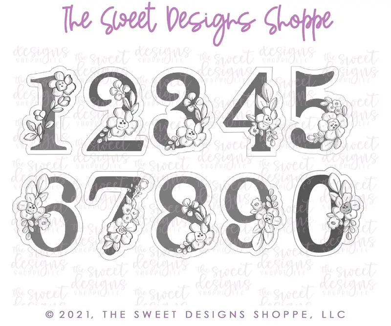 Floral Numbers Set - Set of 9 - Cookie Cutters