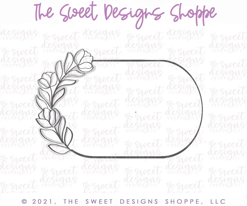 Floral Oval - Plaque - Cookie Cutter