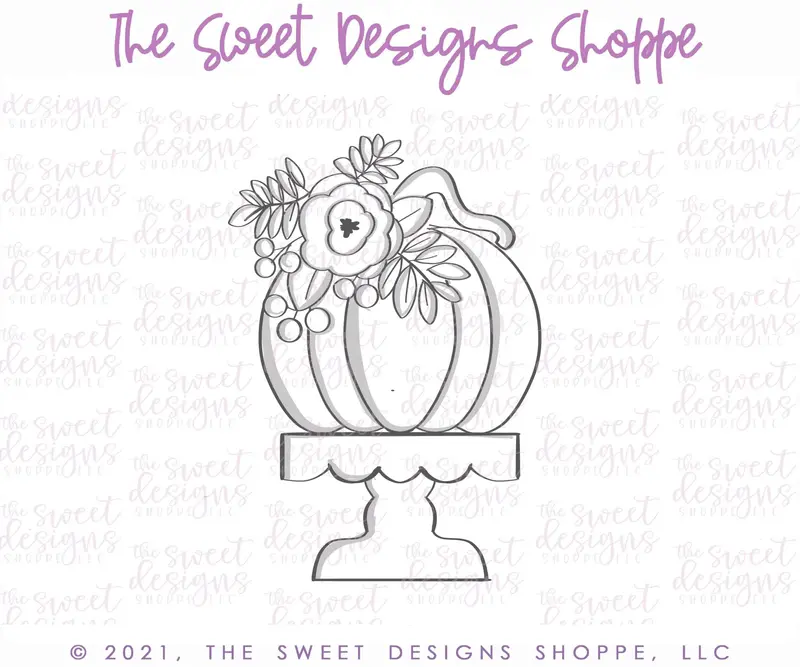 Floral Pumpkin on Stand - Cookie Cutter