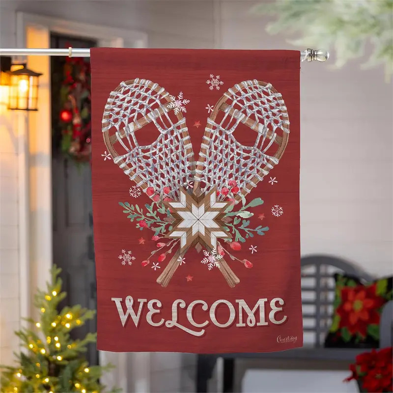 Floral Snowshoe Suede House Flag