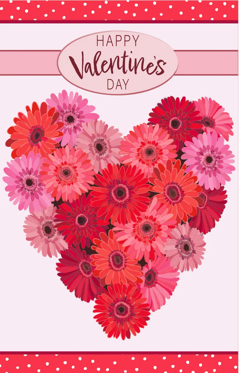 Floral Valentine's Heart Applique Garden Flag,169658