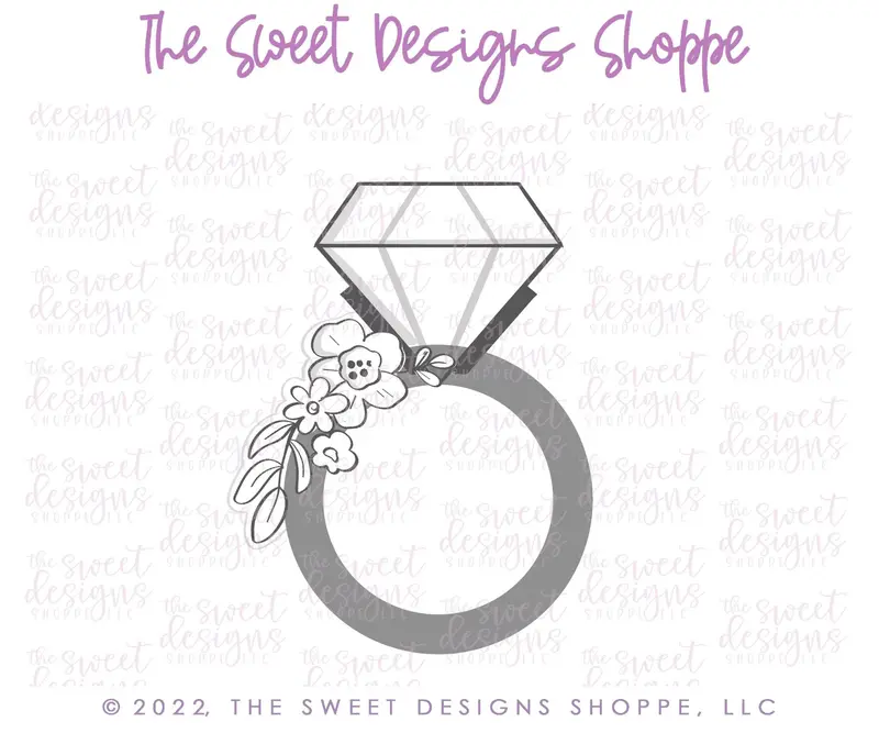 Floral Wedding Ring - Cookie Cutter