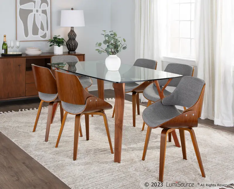 Folia Fabrizzi Dining Set - 7 Piece By LumiSource - DS7-FOLIAWLCL+6FBZZWLGY