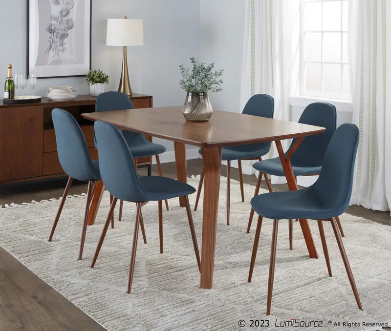 Folia Pebble Dining Set - 7 Piece By LumiSource - DS7-FOLIAWL+6PEBWLBU