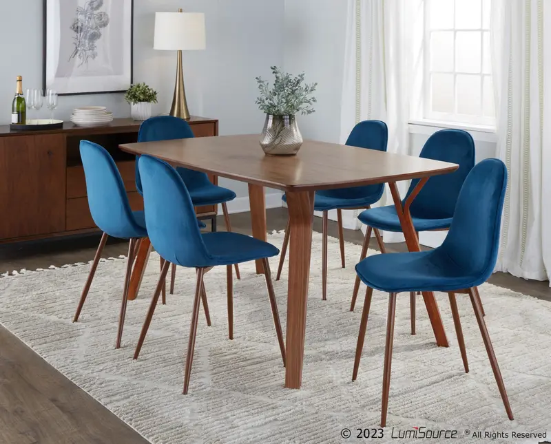 Folia Pebble Dining Set - 7 Piece By LumiSource - DS7-FOLIAWL+6PEBWLVBU