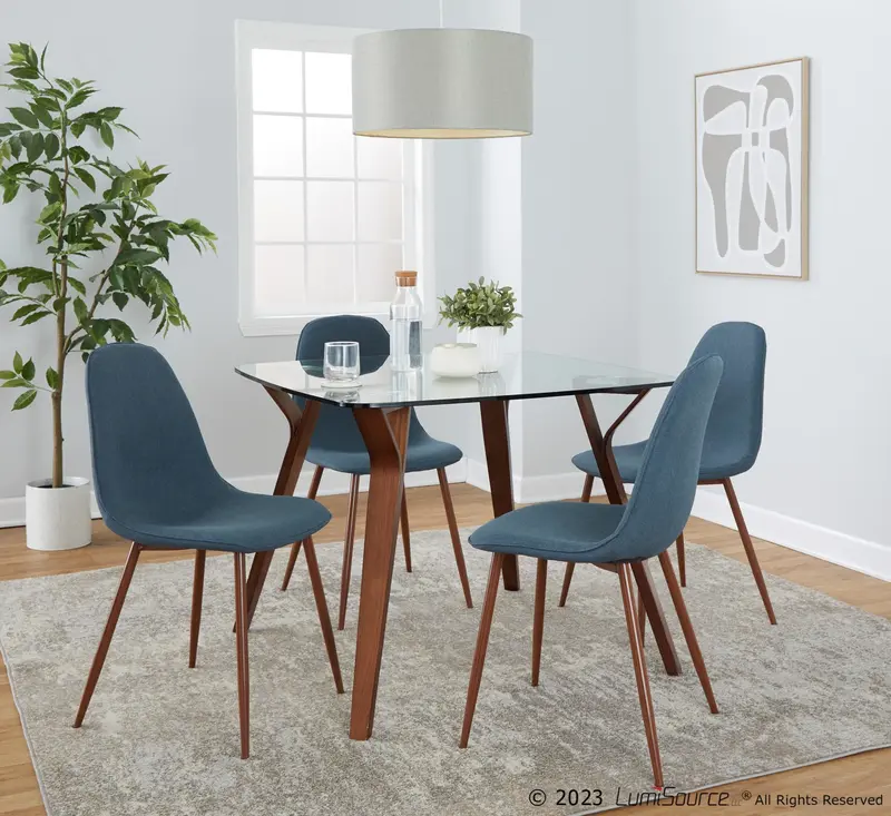 Folia Square Pebble Dining Set - 5 Piece By LumiSource - DS5-FOLIASQWLCL+4PEBWLBU