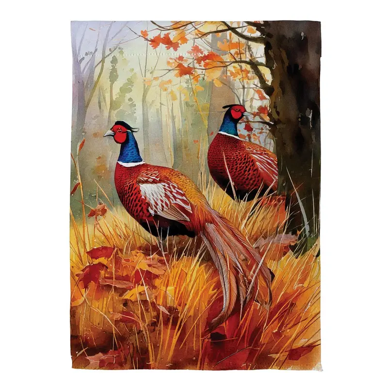 Forest Pheasants Suede Flag House