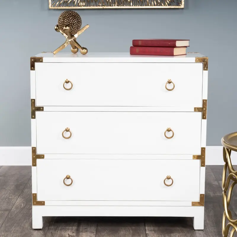 Forster Glossy White Campaign Chest By Homeroots