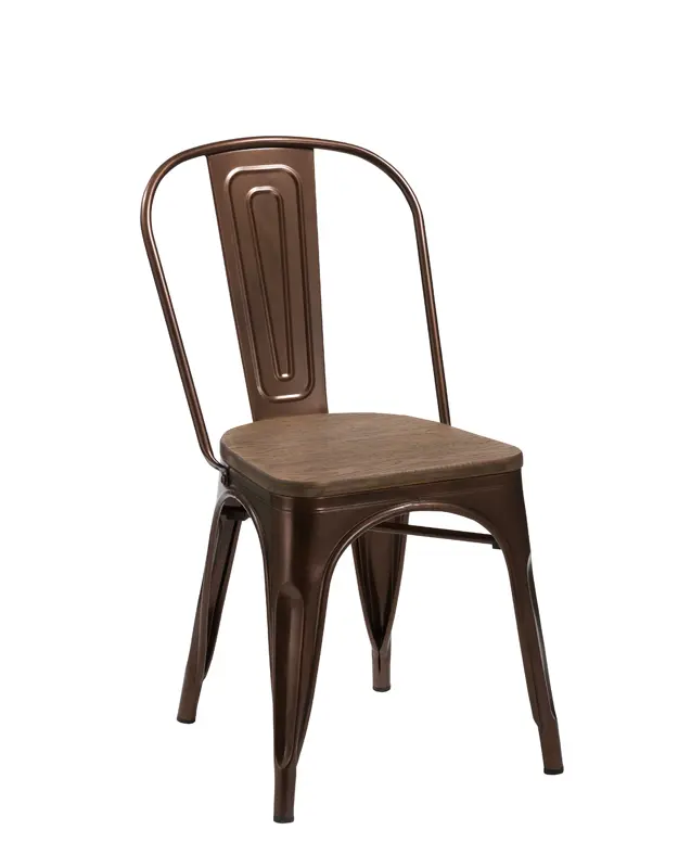 Four 33' Metal And Wood Dining Chairs By Homeroots