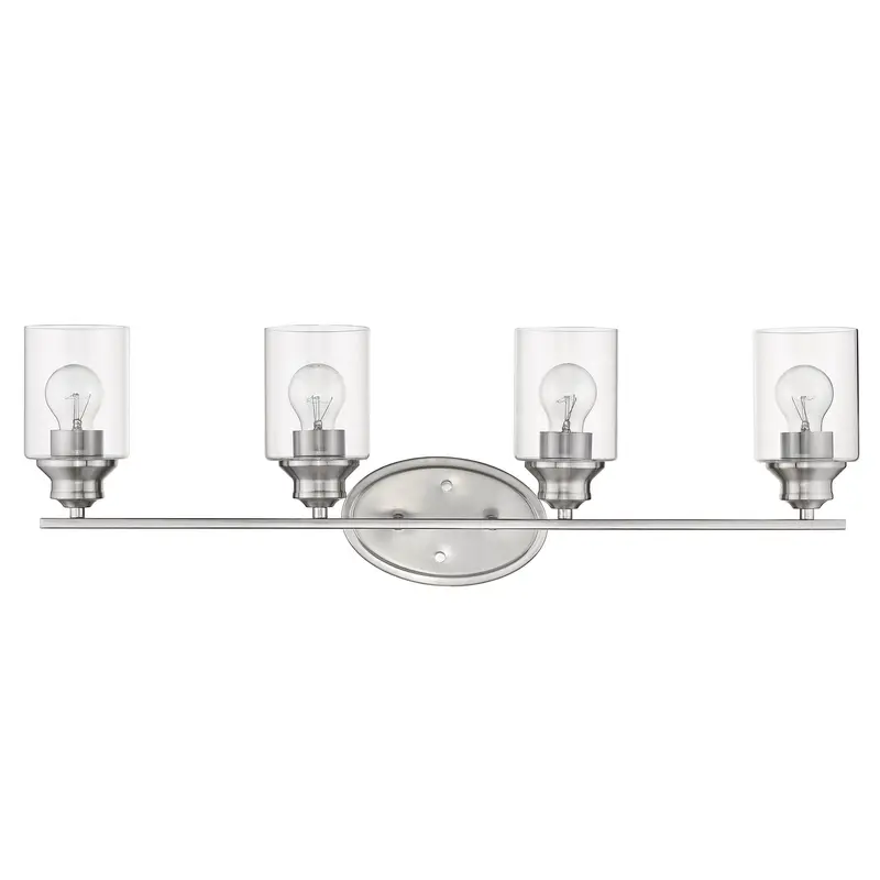 Four Light Silver Wall Light with Clear Glass Shade By Homeroots