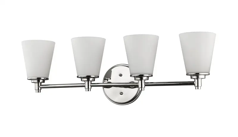 Four Light Silver Wall Light with Frosted Glass Shade By Homeroots
