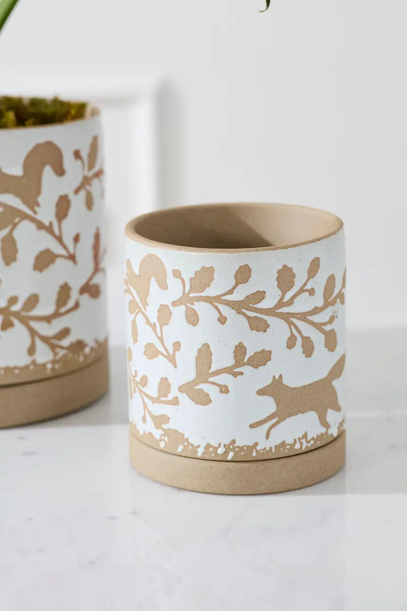 Foxtail Pot with Saucer Set of 4 By Accent Decor