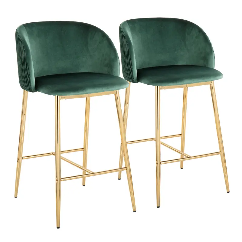 Fran Pleated Waves Fixed-Height Counter Stool - Set of 2 By LumiSource - B26-FRANPLTWVV AUGN2