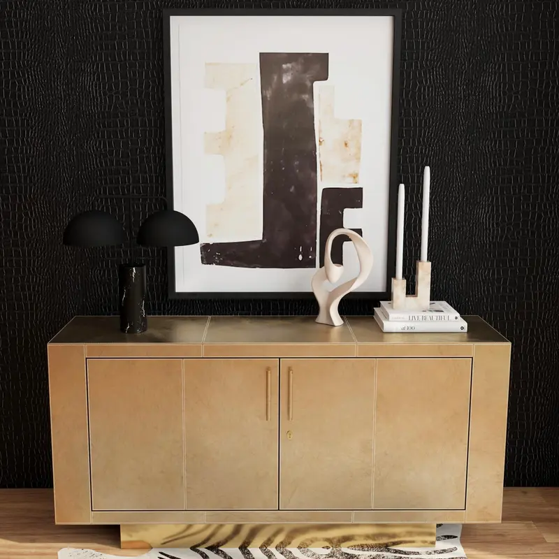 Francois Gold Leather Buffet By Homeroots