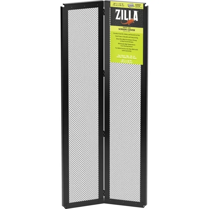 Fresh Air Screen Cover with Center Hinge Black 30 in x 12 in - Open Box