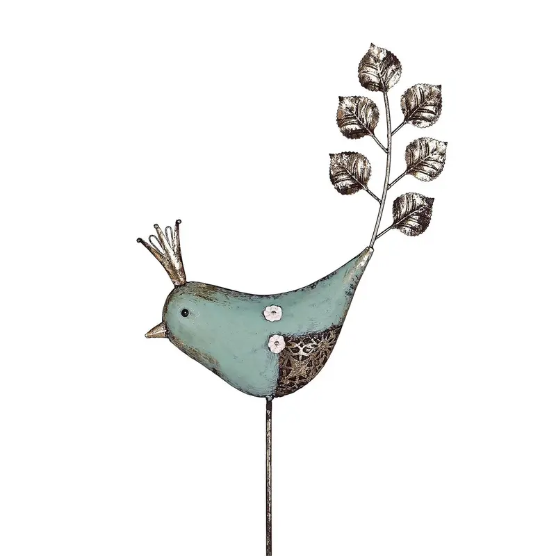 Frilly Birds Garden Stake, Red Bird
