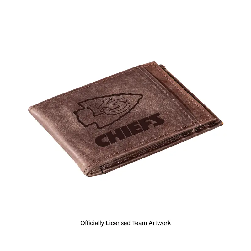 Front Pocket Wallet w/ RFID Blocking, Kansas City Chiefs, Brown