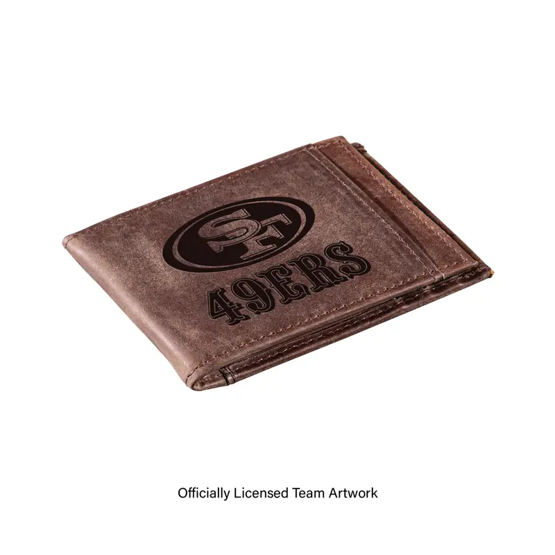Front Pocket Wallet w/ RFID Blocking, San Francisco 49ers, Brown