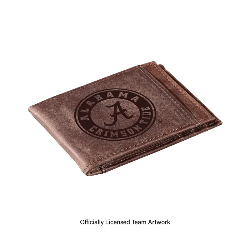 Front Pocket Wallet w/ RFID Blocking, University of Alabama, Brown