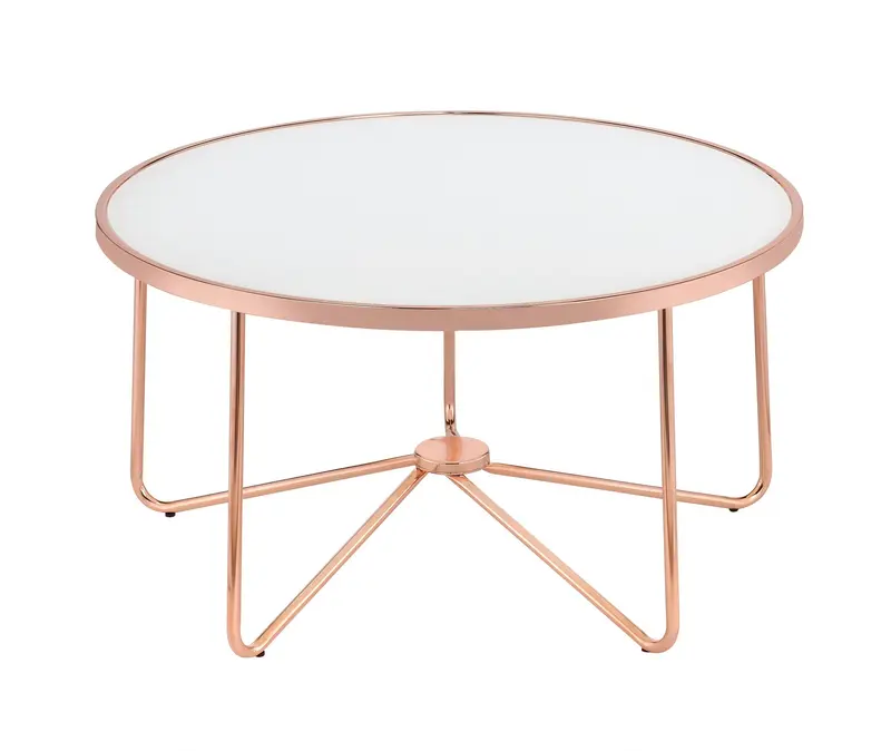 Frosted Glass And Rose Gold Coffee Table By Homeroots