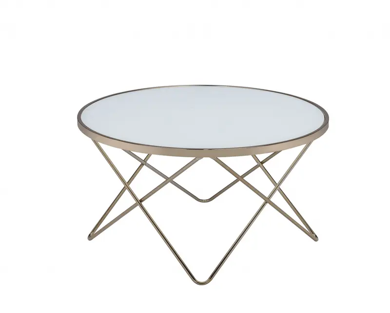 Frosted Glass Champagne Coffee Table By Homeroots