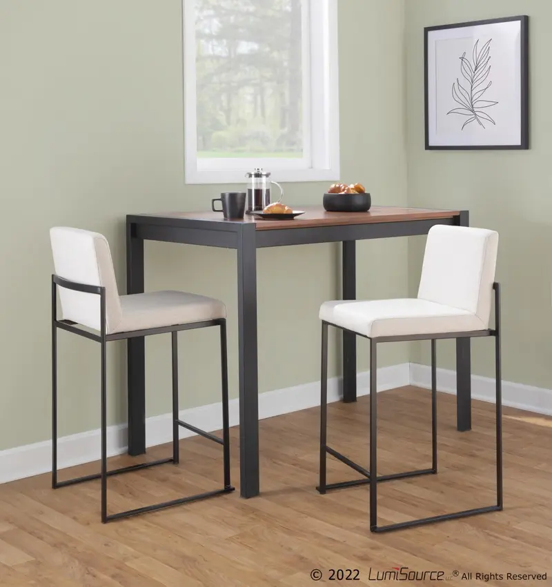 Fuji High Back 26" Fixed-Height Counter Stool - Set of 3 By LumiSource - B26-FUJIHBFB BKBG3