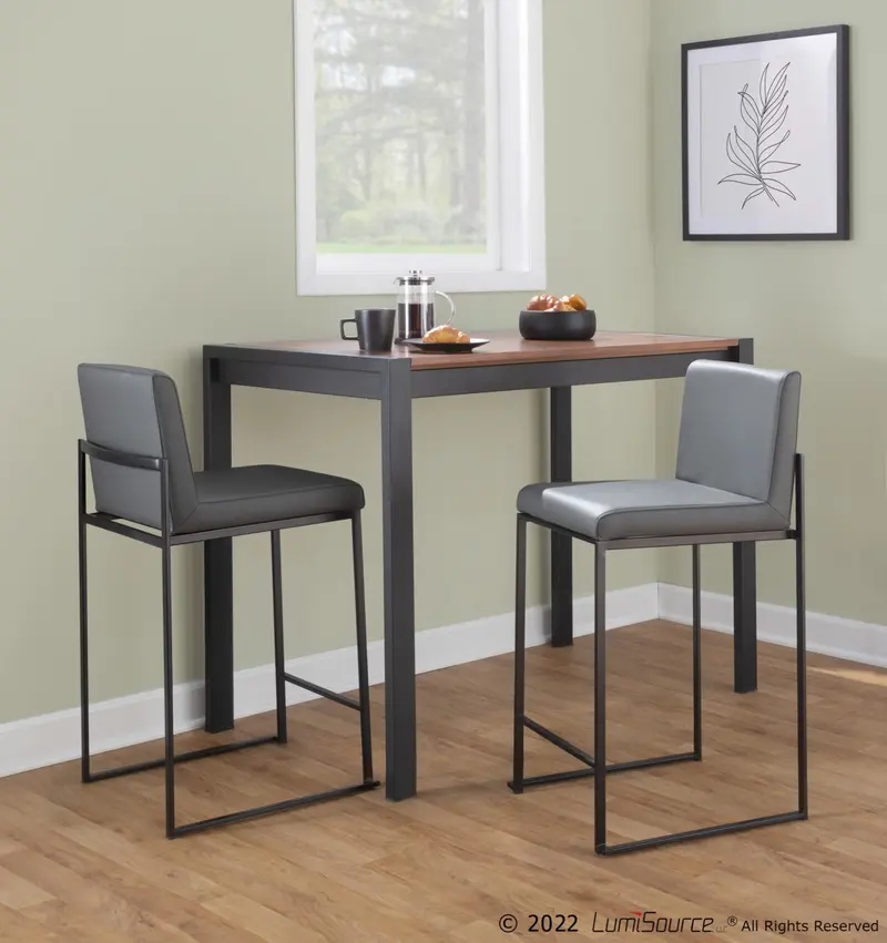 Fuji High Back 26" Fixed-Height Counter Stool - Set of 3 By LumiSource - B26-FUJIHBPU BKGY3