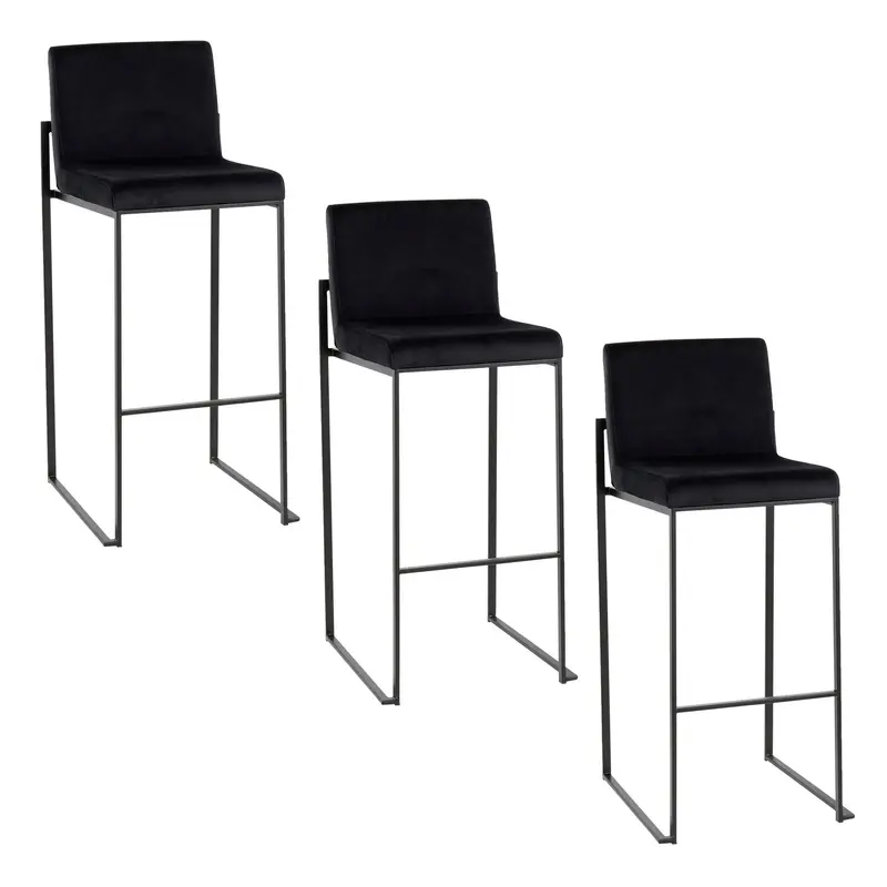 Fuji High Back 30" Fixed-Height Barstool - Set of 3 By LumiSource - B30-FUJIHBV BKBK3