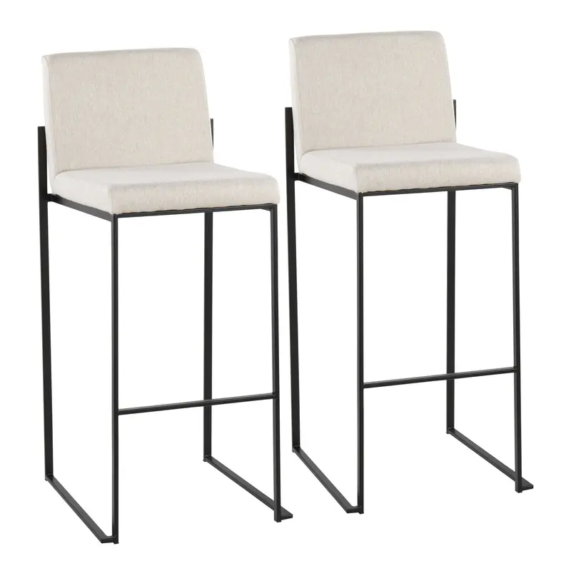 Fuji High Back Barstool - Set of 2 Beige By LumiSource - B30-FUJIHB BKFBG2
