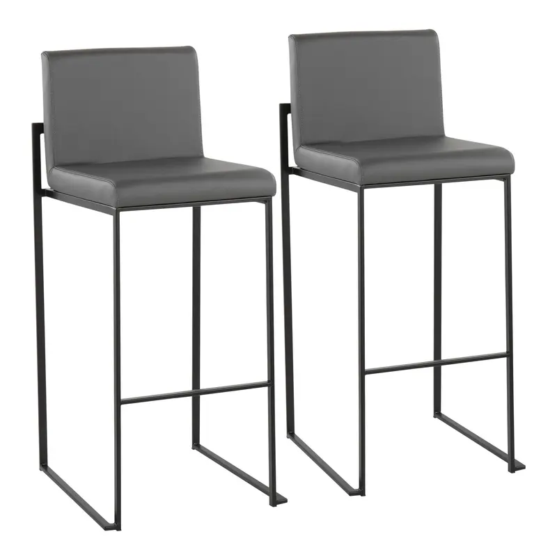 Fuji High Back Barstool - Set of 2 Gray By LumiSource - B30-FUJIHB BKGY2
