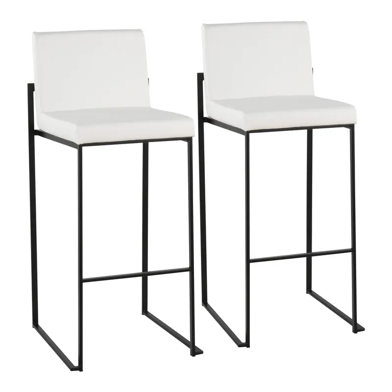 Fuji High Back Barstool - Set of 2 White By LumiSource - B30-FUJIHB BKW2