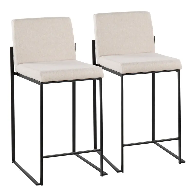 Fuji High Back Counter Stool - Set of 2 Beige By LumiSource - B26-FUJIHB BKFBG2